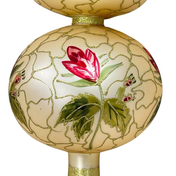 Vintage Polish Mouth Blown Glass Hand Painted Christmas Tree Topper 14” - Picture 7 of 8